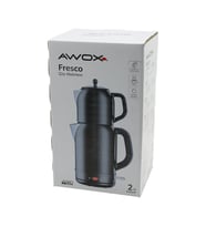 AWOX FRESCO SİYAH ELEKTRİKLİ ÇAY MAKİNESİ ÇAYCI SET 1.7LT SU ISITICI + 1.2LT DEMLİK PASLANMAZ ÇELİK GÖVDE 2200W (5680)