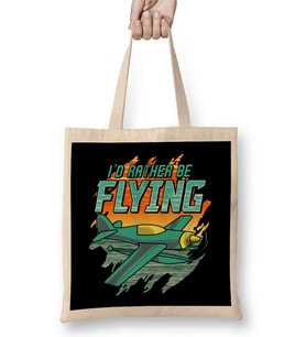 I d Rather Be Flying Retro Airplane Pilot Aviation Bez Çanta Uzun Saplı