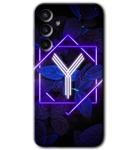 Galaxy S23 FE Kılıf HD Desen Baskılı Arka Kapak - Dark Neon Yaprak Y Harfi