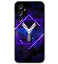 Galaxy S23 FE Kılıf HD Desen Baskılı Arka Kapak - Dark Neon Yaprak Y Harfi