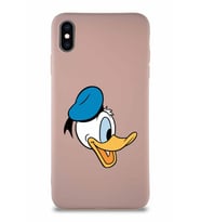 Apple iPhone XS Max Soft Premier Kapak Donald Duck-F Tasarımlı Silikon Kılıf - Pudra (Şeffaf)