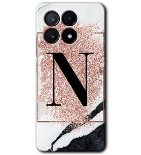 Poco x6 Pro Kılıf HD Desen Baskılı Kılıf - Pembe Mermer Desenli N Harfi
