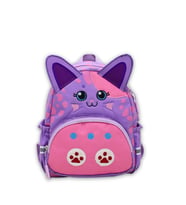Anaokulu Kız Çocuk Sırt Çantası Sevimli Kedi Figürlü Mor Pembe Desenli