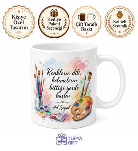 Kişiye Özel Resim Atölyesi Baskılı Kupa Bardak Ressam Hediye