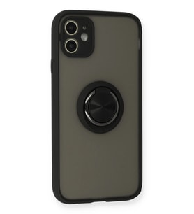 ERTAN iPhone 11 Kılıf Montreal Yüzüklü Silikon Kapak - Siyah