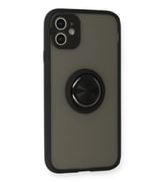 ERTAN iPhone 11 Kılıf Montreal Yüzüklü Silikon Kapak - Siyah
