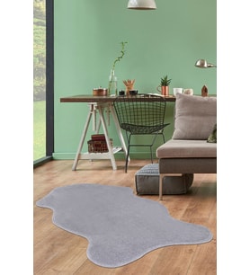 Dijidekor Peluş Halı Açık Gri Cool Yıkanabilir Şekilli Post Yolluk Kilim Salon Halısı Modelleri