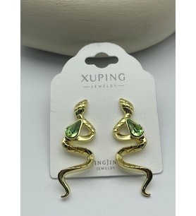 Xuping Gold Yeşil Taşlı Yılan Küpe - 25xpkp347