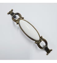 ZÜMRE 96 mm Metal antik sarı Kasa Beyaz  porselen  / 5 ADET