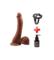 24 cm Belden Bağlamalı Realistik Vantuzlu Melez Dildo Penis