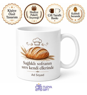 Glütensiz Ekmeğini Kendi Yapanlara Sağlıklı Mutfak Şefi Kupası Hediye Bardak