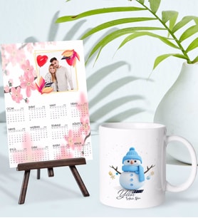 BK Gift Kişiye Özel Yılbaşı Tasarımlı Kupa Bardak ve 13x18cm Fotoğraf Kartlı Şövaleli 2024 Takvim Hediye Seti-16