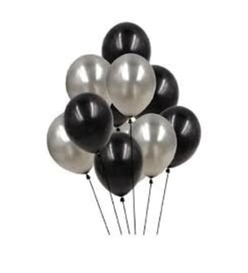 Gümüş Siyah 30 Adet Doğum Günü Balon Seti