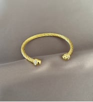 Taşlı Burgu Çelik Bileklik (Altın)