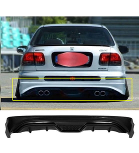 Honda Civic İes Custom Arka Ek Difüzör Siyah Plastik 1999 2000 2001 Arka-difizör-bodykit-ek-karlık