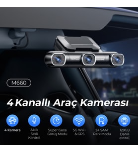 AZDOME M660 4K Araç Kamerası – Dört Kameralı Kayıt , Wifi , Gps , Gece Görüş, Babalar Günü Hediyesi
