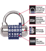 Master Lock 2-1/2 Inç (64 Mm) Genişliğinde Kendi Kelime Kombinasyonu Asma Kilidi Değiştirilebilir, Ç