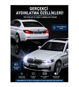 1:24 BMW G60 530Li Beyaz Resmi Lisanslı Diecast Metal Model Araba - Süspansiyonlu ve Açılabilir Kapılı Maket