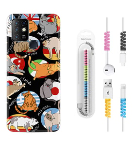 INFINIX Hot 8 9 10 11S Hot 10 Play 10T Kılıf Kablo Koruma Spiral Silikon Miyavlamalar 1793