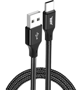 BUFF BL71 USB to Type-C 2.4A 1.2M Örgülü Data ve Şarj Kablosu (Siyah)