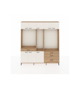 Arges Dolap 8 Raflı 4 Çekmeceli 3 Askılı 220x30x243 Çam-Aytaşı/Çam