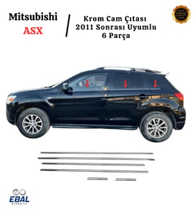 Mitsubishi ASX Krom Cam Çıtası 2011 Sonrası 6 Parça P.Çelik (Gümüş)