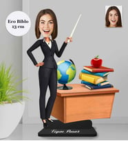 Kişiye Özel Öğretmen Kadın Ahşap Eco Biblo -15