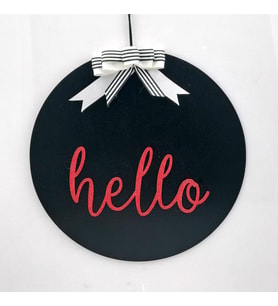 Lora Davet Ahşap Kapı Süsü Hello (1 Adet) Siyah - 54284