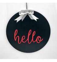 Lora Davet Ahşap Kapı Süsü Hello (1 Adet) Siyah - 54284