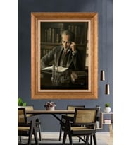 Altın Varaklı Çerçeveli Paspartulu Atatürk Tablo nh40 (Gold)