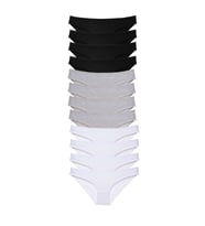 12 adet Süper Eko Set Likralı Kadın Slip Külot Siyah Gri Beyaz