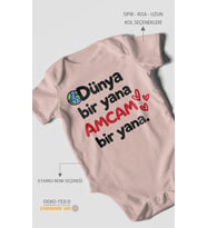 Dünya bir yana, amcam bir yana Kısa Kollu Bebek Body %100 Pamuk