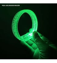Yeşil Led Işıklı Baskı Yapılabilen Pilli Bileklik Bilezik 1,5 cm Genişlik