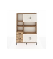 Arges Dolap 8 Raflı 4 Çekmeceli 4 Kapaklı 132x30x195 Çam-Aytaşı/Çam