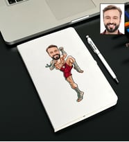 Kişiye Özel Kick Box Tasarımlı Karikatürlü Beyaz Defter Kalem Seti 112