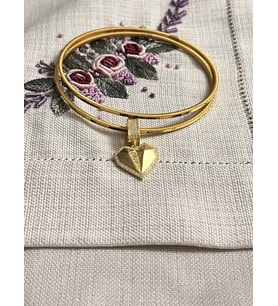 Kalp Model  Charm 2 Adet 925 Ayar Gümüş Ajda Bilezik