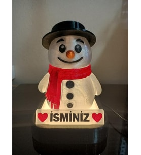 Kişiye Özel Hediyelik Isimli Kardan Adam Dekoratif Led Lamba - Adaptörlü (Günışığı)