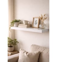 30 mm Tekli Uçan Duvar Rafı Set Gizli Raf- Beyaz - 15x40