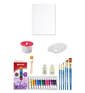 Acuto Red Apple Tüp Yağlı Boya Seti 12 ml 12'li 25x35 Tuval Seti