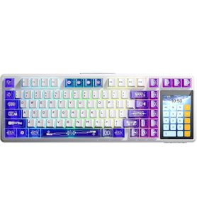 L99 4" Akıllı Dokunmatik Ekranlı 3 Modlu RGB Hot Swap Raindrop Switch Mekanik Kablosuz Oyuncu Klavyesi Mor