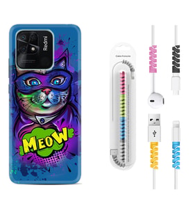 Xiaomi Poco X3 Pro M4 Pro X4 Pro C40 10C Kılıf Kablo Koruma Spiral Silikon Super Meow 1715