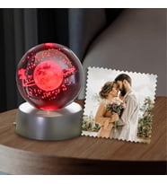Kişiye Özel Fotoğraflı 3D Samanyolu Temalı Satürn Kız Işıklı Cam Küre