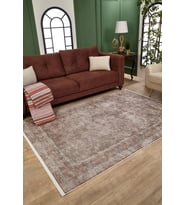 Dijital Kaymaz Yıkanabilir Krem Minimalist Salon Halısı Mutfak Halısı Koridor Halısı Yolluk HLN1741