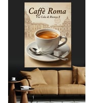 Caffe Roma Kahve Poster Dekoratif Kanvas - Mdf Ahşap Tablo