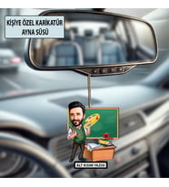 Kişiye Özel Karikatür Öğretmen Ayna Süsü – Araç İçi Öğretmene Hediye