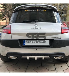 Renault Megane 2 HB Difüzör Arka Tampon Eki 2 Egzoz Çıkışlı Gri