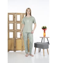 Estiva 24139 Magic İdea Kadın Kısa Kol Pijama Takımı (Yeşil)