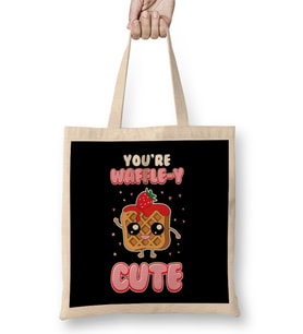 Cute You're Waffle y Awfully Punny Breakfast Pun Bez Çanta Uzun Saplı