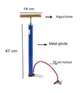 Pompa El Pompası Metal Büyük Boy 47 Cm Pompa (Mavi)