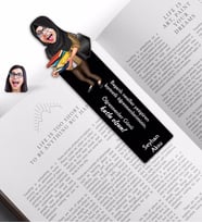 BK Gift Kişiye Özel Tesettürlü Kadın Öğretmen Karikatürlü Ahşap Kitap Ayracı-2